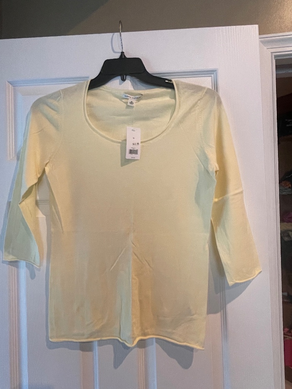 3/4 sleeve light yellow sweater top